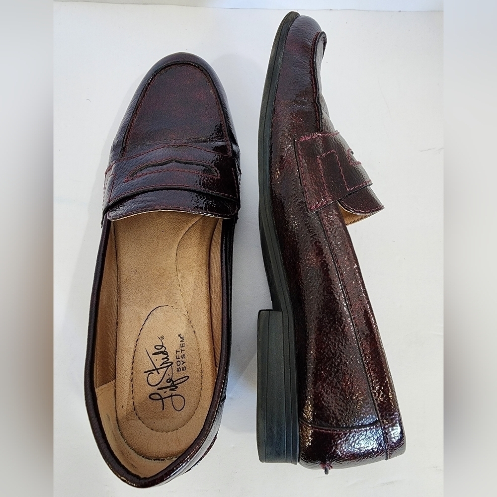 Life Stride Women's Burgundy High Shine Stylish Brown Loafers Soft Cushion, sz 8 - Picture 6 of 11